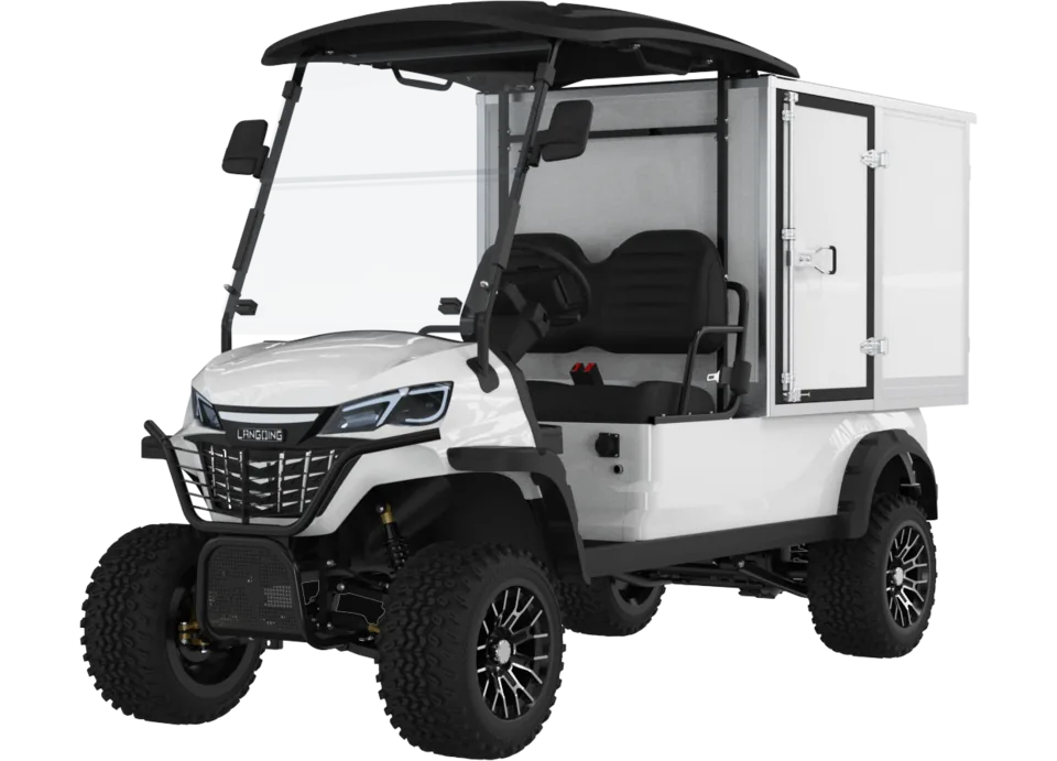 Hauler Compact HC21, drop-side box · 2 seats, front three-quarter view