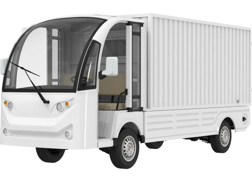 Hauler HL32, cargo box, open cab · 2 seats, front three-quarter view